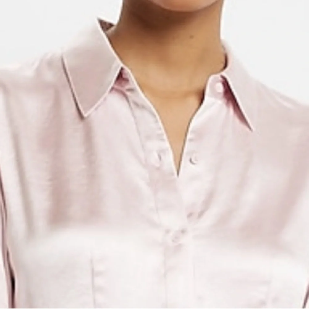 NWT Satin Split Front Slim Portofino Shirt - Picture 6 of 6